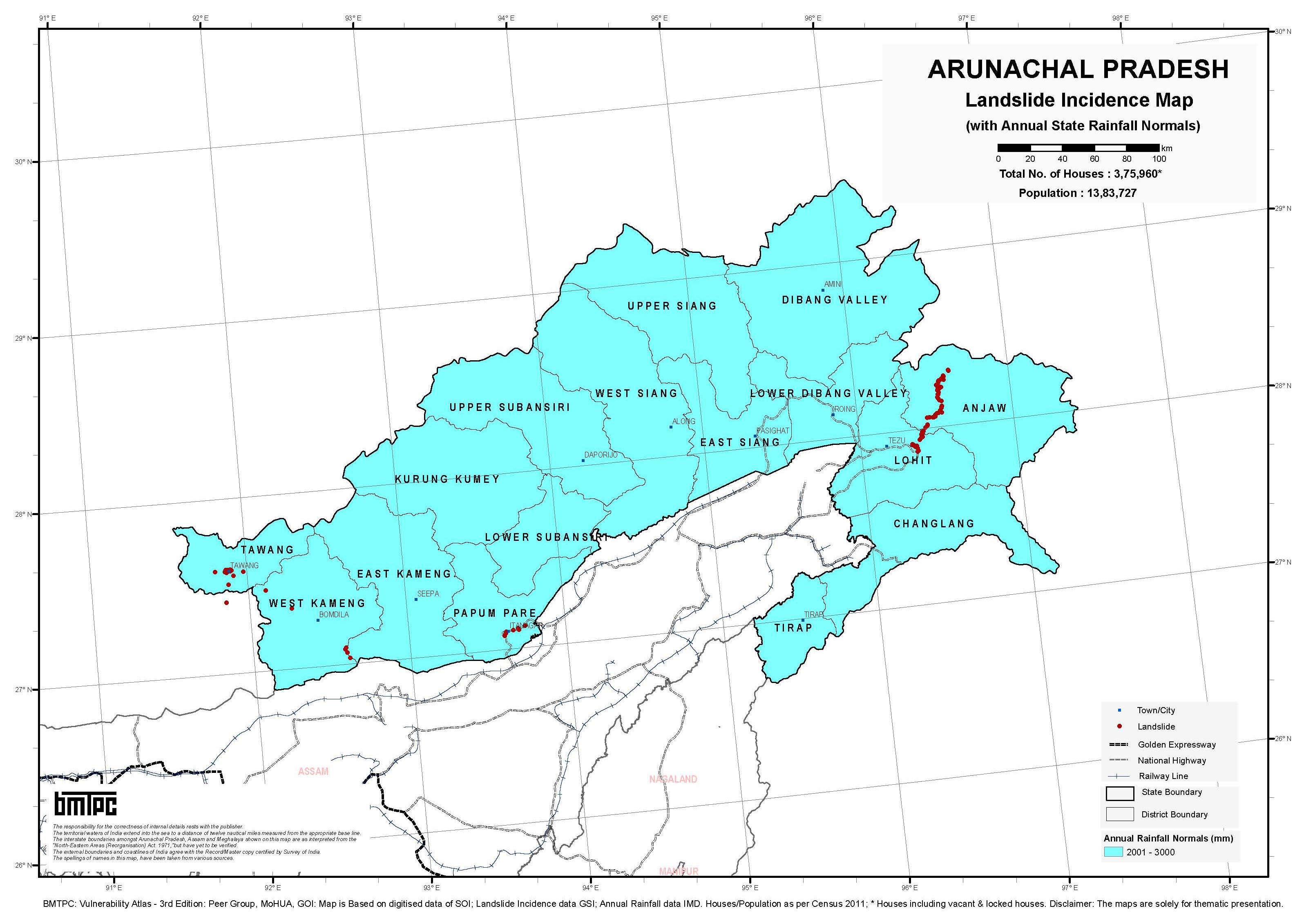 Landslide Incidence Map of Arunachal Pradesh