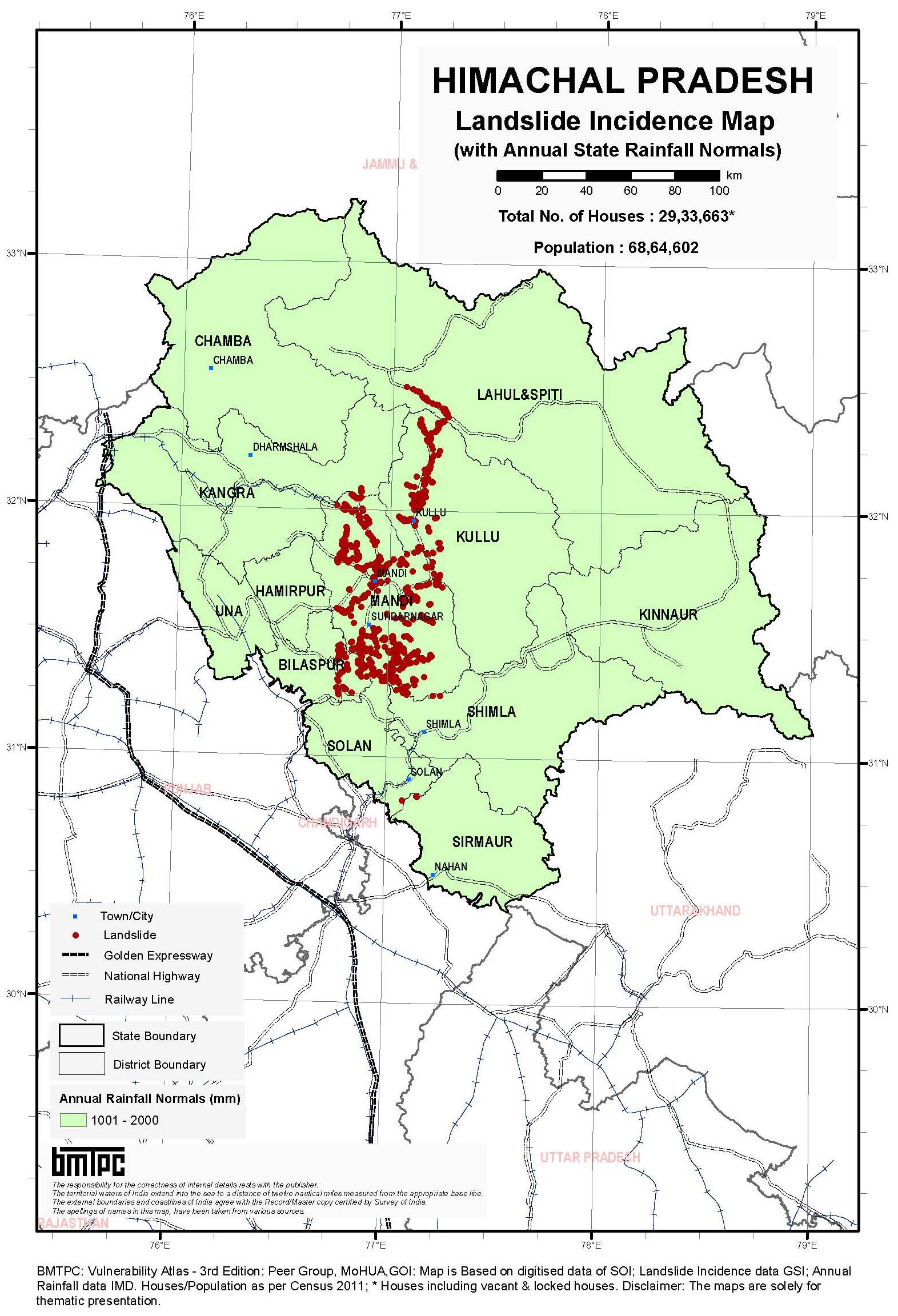 Landslide Incidence Map of Himachal Pradesh