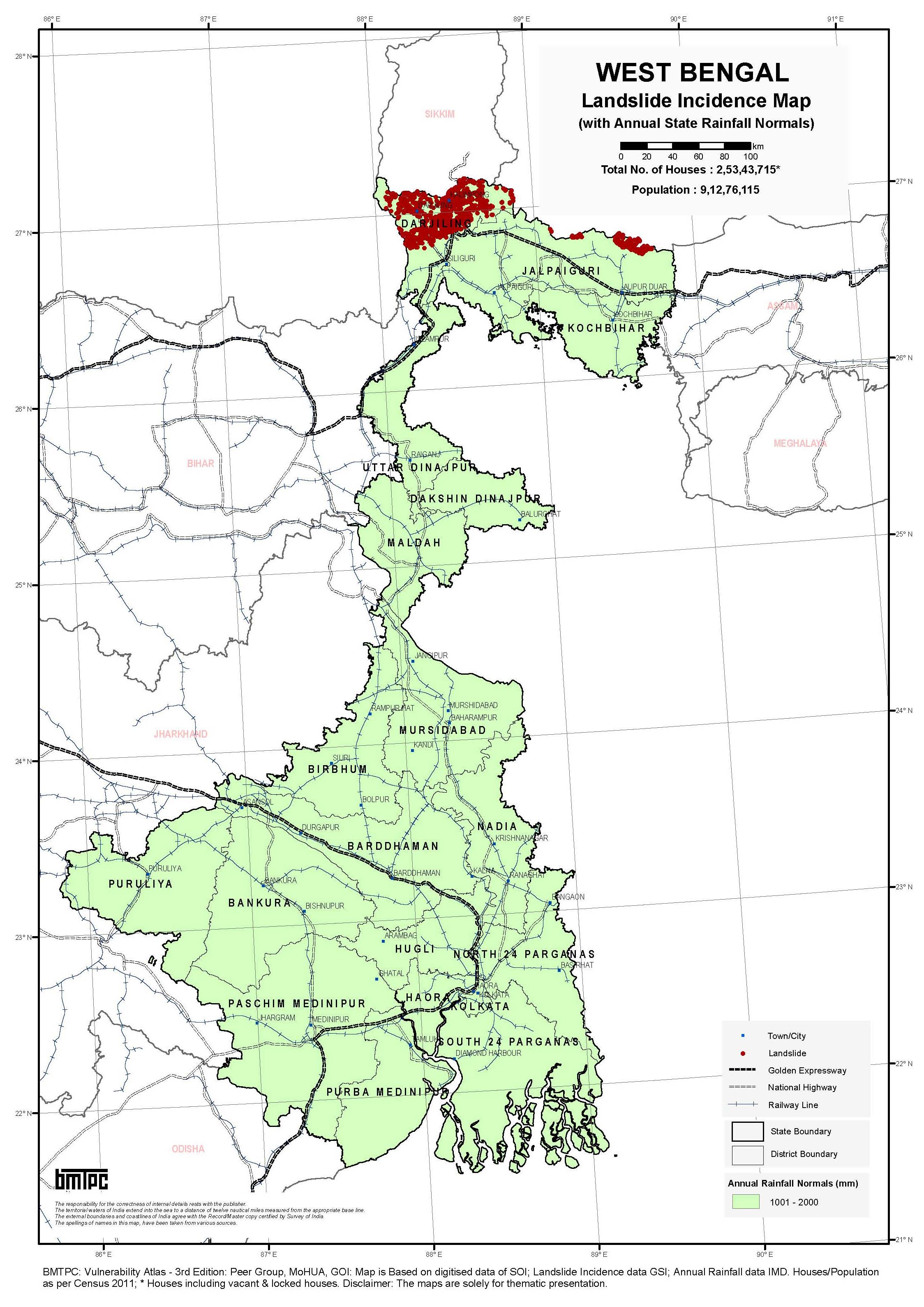 Landslide Incidence Map of West Bangal 